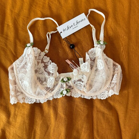 White Floral Bridal Bra size M - Picture 2 of 3